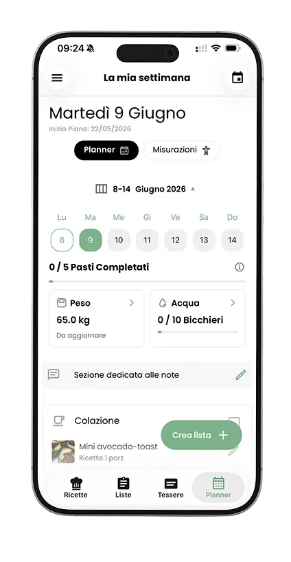 L'app Careness vista dal paziente, con il piano del giorno